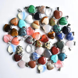 50pcs Natural Stone Heart Charms Pendants 16mm Jewelry Making