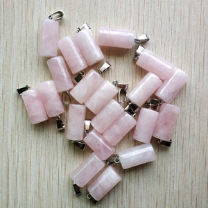 50pcs Natural Stone Pink Cylinder Pendants Charms for DIY Jewelry Making
