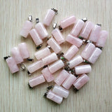50pcs Natural Stone Pink Cylinder Pendants Charms for DIY Jewelry Making