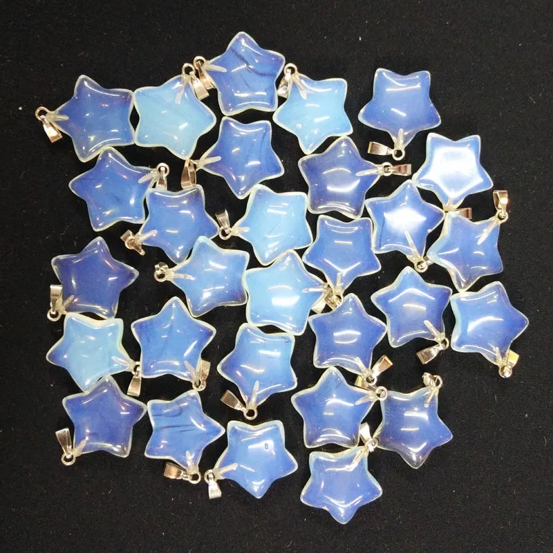 50pcs Opal Stone Five Star Charms Pendants for DIY Jewelry Making
