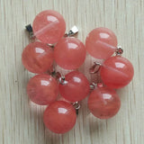 50pcs Watermelon Red Stone Round Ball Pendants Charms for Jewelry Making