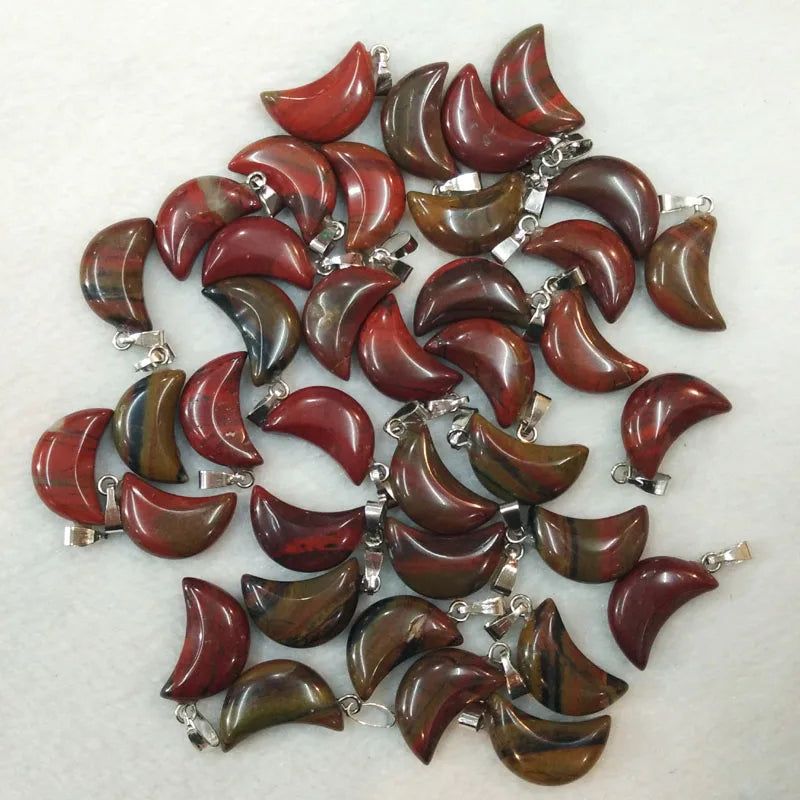50pcs Natural Rainbow Stone Moon Charms Pendants Jewelry Making