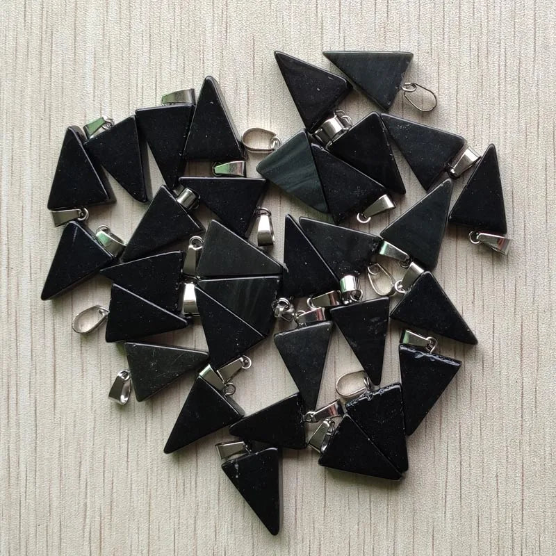 50pcs Natural Stone Triangle Shape Charms Pendants for Necklace Making