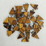 50pcs Natural Tiger Eye Stone Triangle Shape Pendants for Necklaces Making