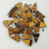 50pcs Natural Tiger Eye Stone Triangle Shape Pendants for Necklaces Making