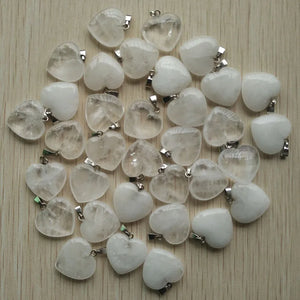 50pcs Natural Crystal Heart Pendants 20mm Pendulum Charms for Jewelry Making