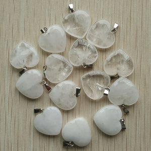 50pcs Natural Crystal Heart Pendants 20mm Pendulum Charms for Jewelry Making