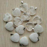 50pcs Natural Crystal Heart Pendants 20mm Pendulum Charms for Jewelry Making