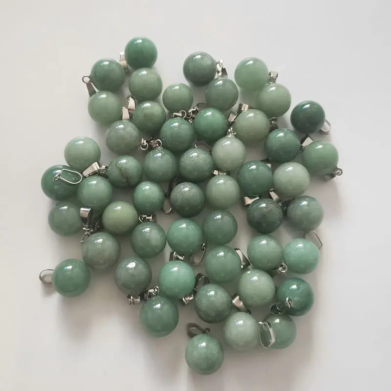 50pcs Green Aventurine Stones Charms Pendants for Necklace Making