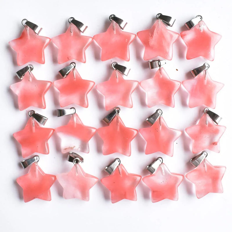 50pcs Watermelon Red Stone Star Charms Pendants for Jewelry Making