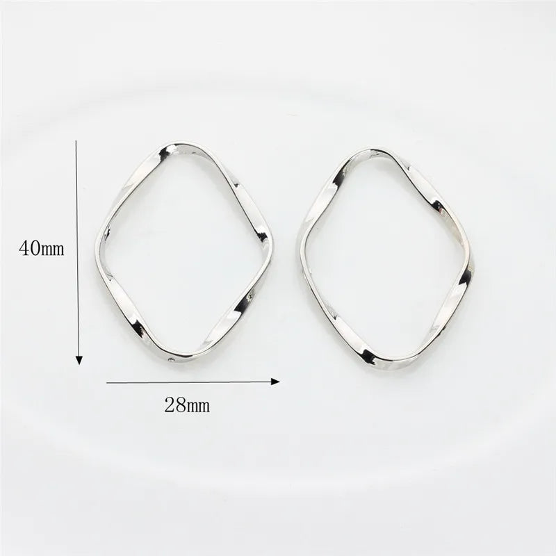 50pcs Geometry Rhombus Alloy Floating Locket Charms DIY Jewelry Pendant