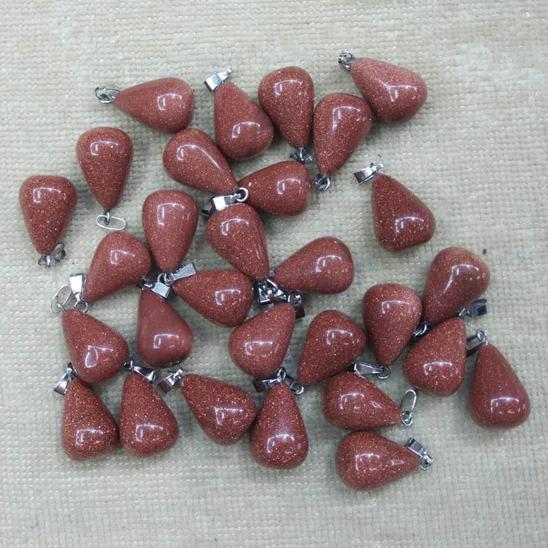 50pcs Sand Stone Water Drop Pendants for Men and Women Jewelry