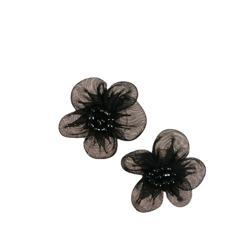 50pcs Flowers Shape Polyester DIY Jewelry Earring/Hair Accessory