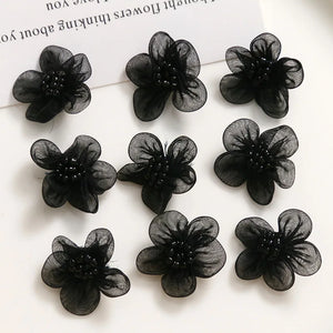 50pcs Flowers Shape Polyester DIY Jewelry Earring/Hair Accessory