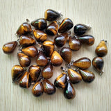 50pcs Natural Tiger Eye Stone Drop Pendants for DIY Necklaces