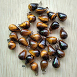 50pcs Natural Tiger Eye Stone Drop Pendants for DIY Necklaces
