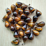 50pcs Natural Tiger Eye Stone Drop Pendants for DIY Necklaces