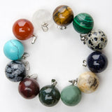 50pcs Mixed Round Ball Stone Pendants for Necklaces
