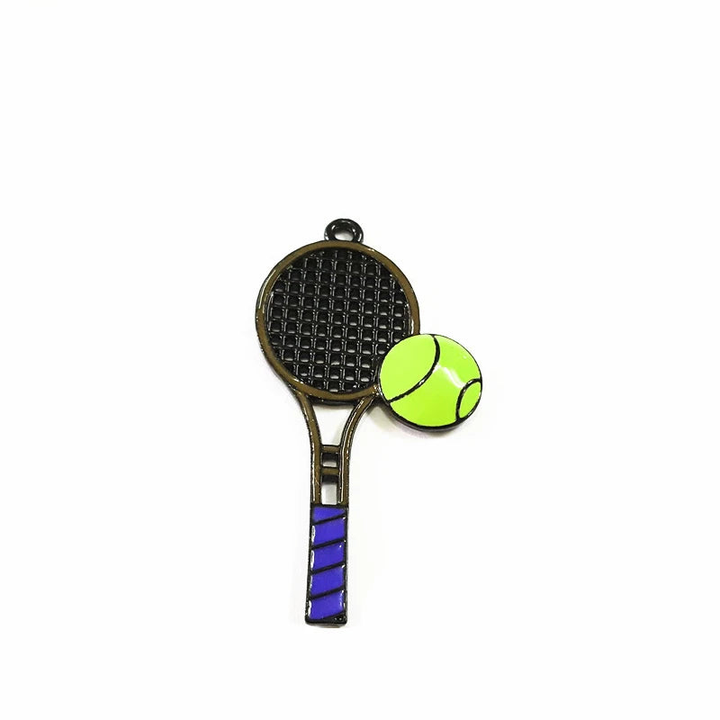10pcs Tennis Racket Pendants, Enamel Coated 53mm*28mm