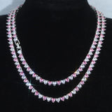 Heart CZ Tennis Necklace Iced Out Bling for Women