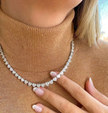 Heart CZ Tennis Necklace Iced Out Bling for Women
