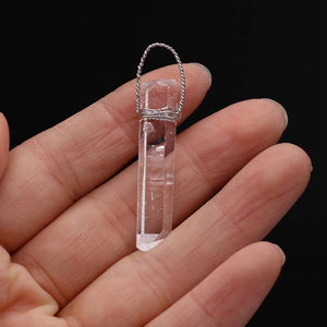 Natural Clear Quartz Crystal Point Pendulum for DIY Necklace Jewelry