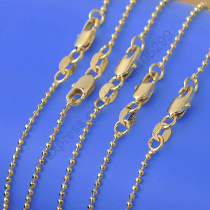 5PCS Lot Yellow Beads Prayer Ball Necklaces Chain 18KGF Stamped