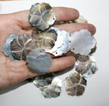 5PCS Natural Shell Carved Flower Shape Pendant for DIY Jewelry Making