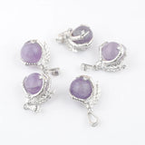 5Pcs Amethysts Pendants Men Women Dragon Claw Stone Bead Purple Crystal