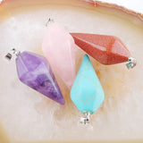 5Pcs Natural Amethyst Lapis Gemstone Pendants Pyramid Chakra Amulet