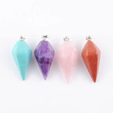 5Pcs Natural Amethyst Lapis Gemstone Pendants Pyramid Chakra Amulet