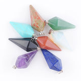 5Pcs Natural Amethyst Lapis Gemstone Pendants Pyramid Chakra Amulet