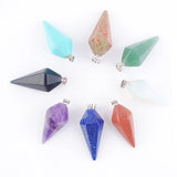 5Pcs Natural Amethyst Lapis Gemstone Pendants Pyramid Chakra Amulet