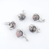 5Pcs Rhodochrosite Round Ball Pendants Dragon Claw Crystal Reiki Chakra
