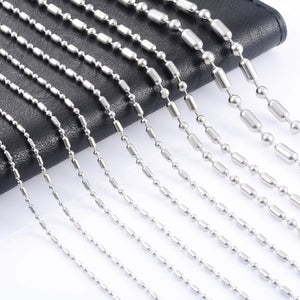 5Pcs Stainless Steel Long Beaded Chain Link Silver Choker DIY Jewelry Findings