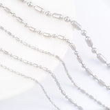 5Pcs Stainless Steel Long Beaded Chain Link Silver Choker DIY Jewelry Findings