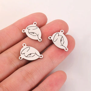 5Pcs Stainless Steel Catholic Virgin Mary Charms Three Hole Connectors