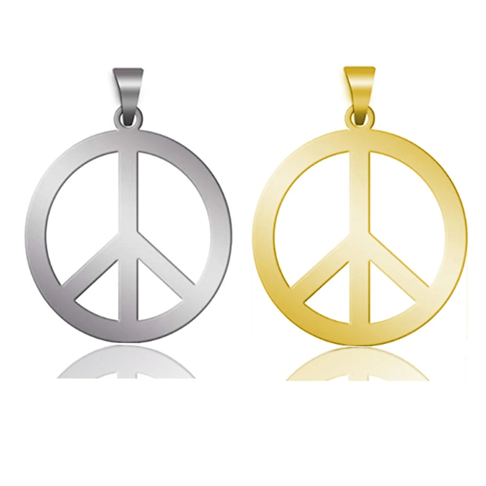 5Pcs Stainless Steel Peace Symbol Pendant Tag for DIY Necklace