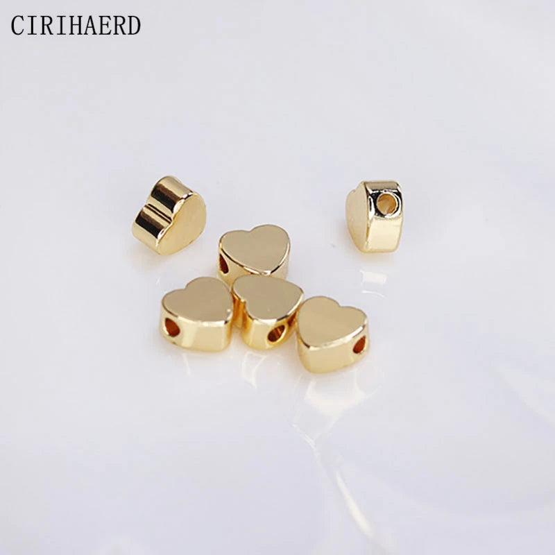 5mm Heart Spacer Beads 14K Plated DIY Bracelet Jewelry Accessories