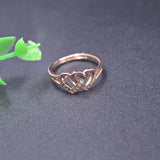 High Rose Silver Plated Double Heart Wedding Band Rings