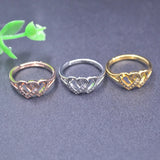 High Rose Silver Plated Double Heart Wedding Band Rings