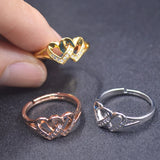 High Rose Silver Plated Double Heart Wedding Band Rings