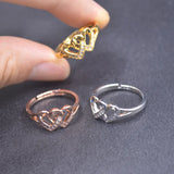 High Rose Silver Plated Double Heart Wedding Band Rings
