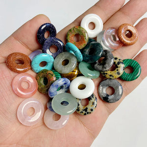 5pcs 18mm Natural Stone Agate Donut Charms for Jewelry Making