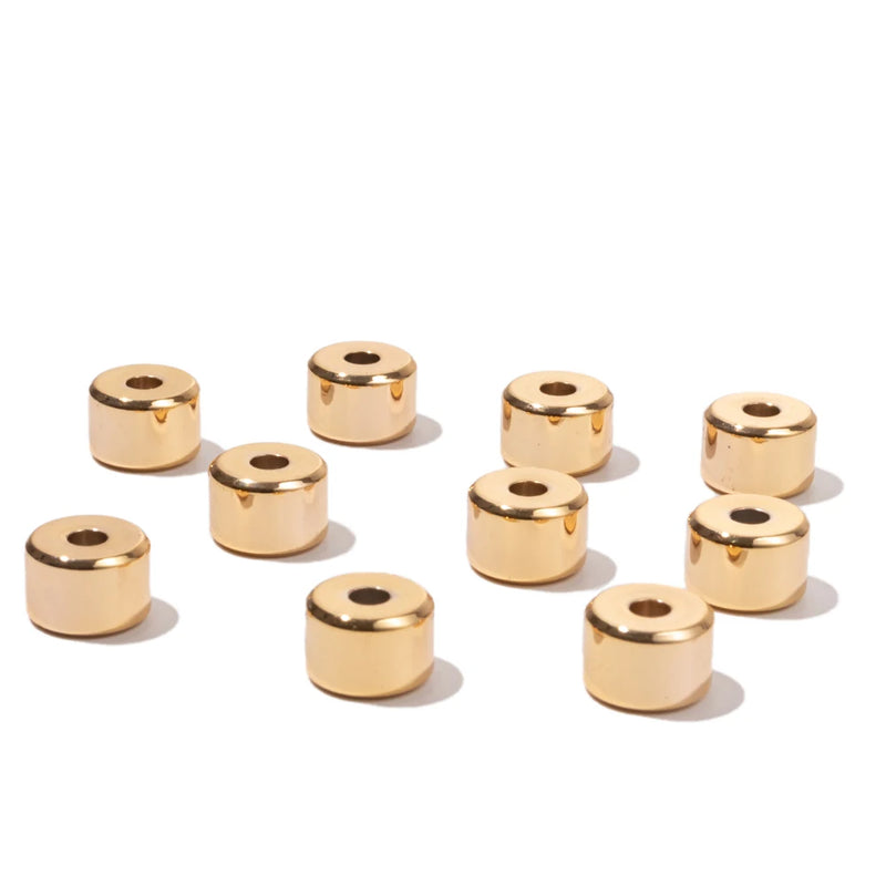 5pcs 6x8mm Round Tube Beads Silver Flat Surface Charms Jewelry Accessory