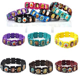 5pcs Children Bracelets Wooden Jesus Saints Rosary Religious Bangles