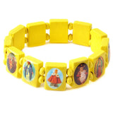 5pcs Children Bracelets Wooden Jesus Saints Rosary Religious Bangles