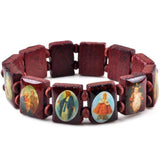 5pcs Children Bracelets Wooden Jesus Saints Rosary Religious Bangles