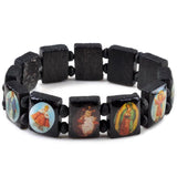 5pcs Children Bracelets Wooden Jesus Saints Rosary Religious Bangles