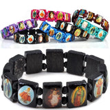 5pcs Children Bracelets Wooden Jesus Saints Rosary Religious Bangles